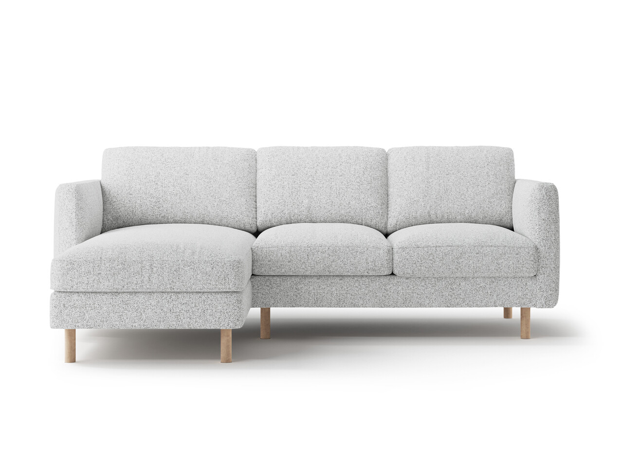 Coltar stanga 3 locuri, Eden, Micadoni Home, 223x150x90 cm, tesatura structurata, gri deschis melanj - imagine 6